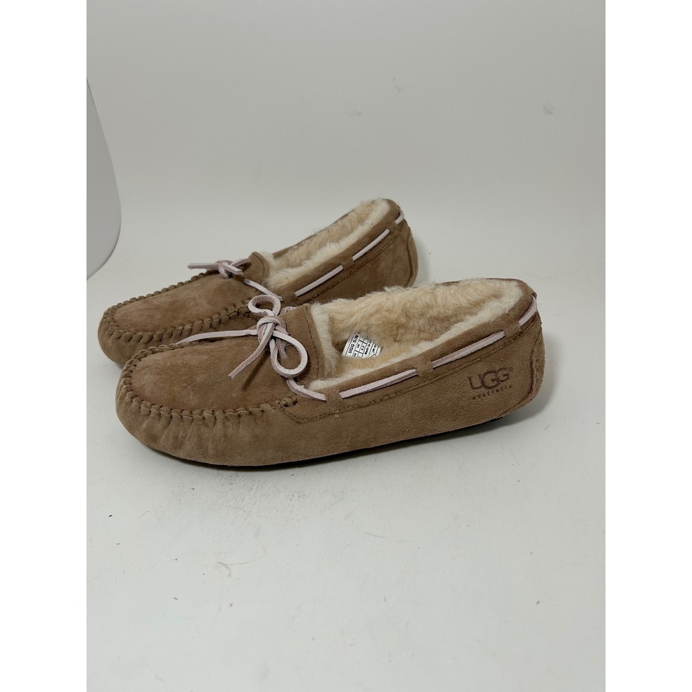 UGG Australia Dakota Suede Sheepskin Moccasin Slippers Chestnut Brown Womens 7